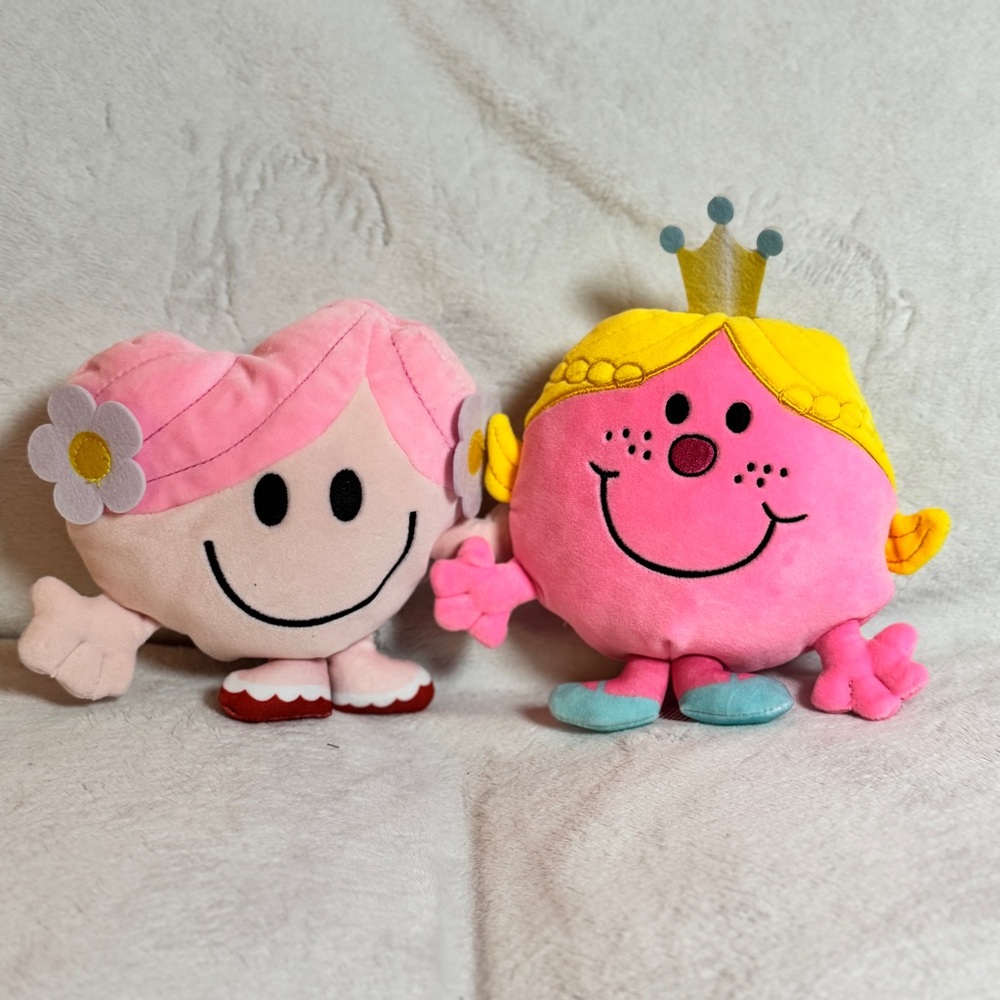 Little Miss Plush Qty 2: Little Miss Hugs & Miss Princess Plush Doll Mr Men 2023